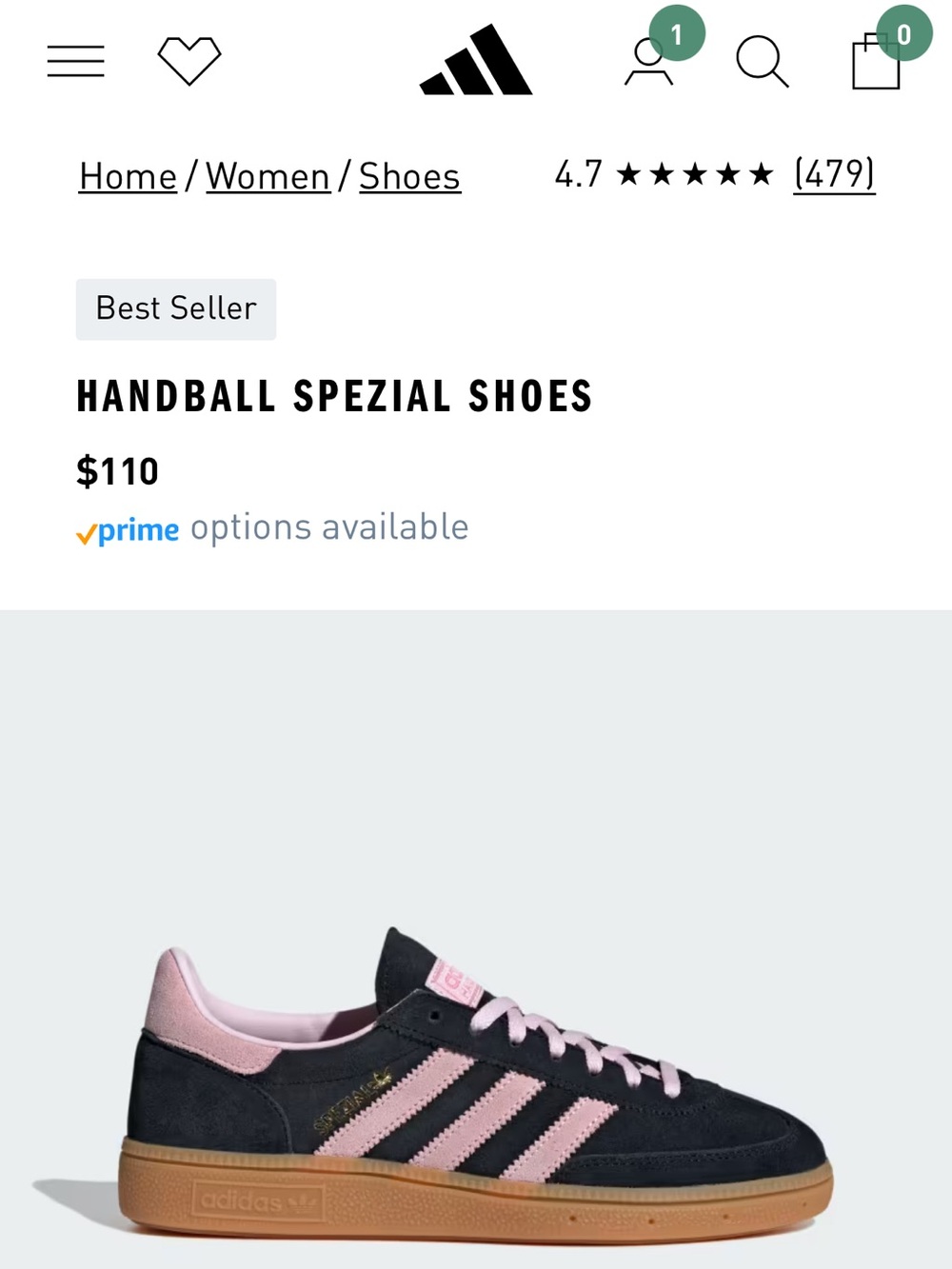 adidas Handball Spezial Sneakers in Black & Pink with Gum Sole - Picture 6 of 9